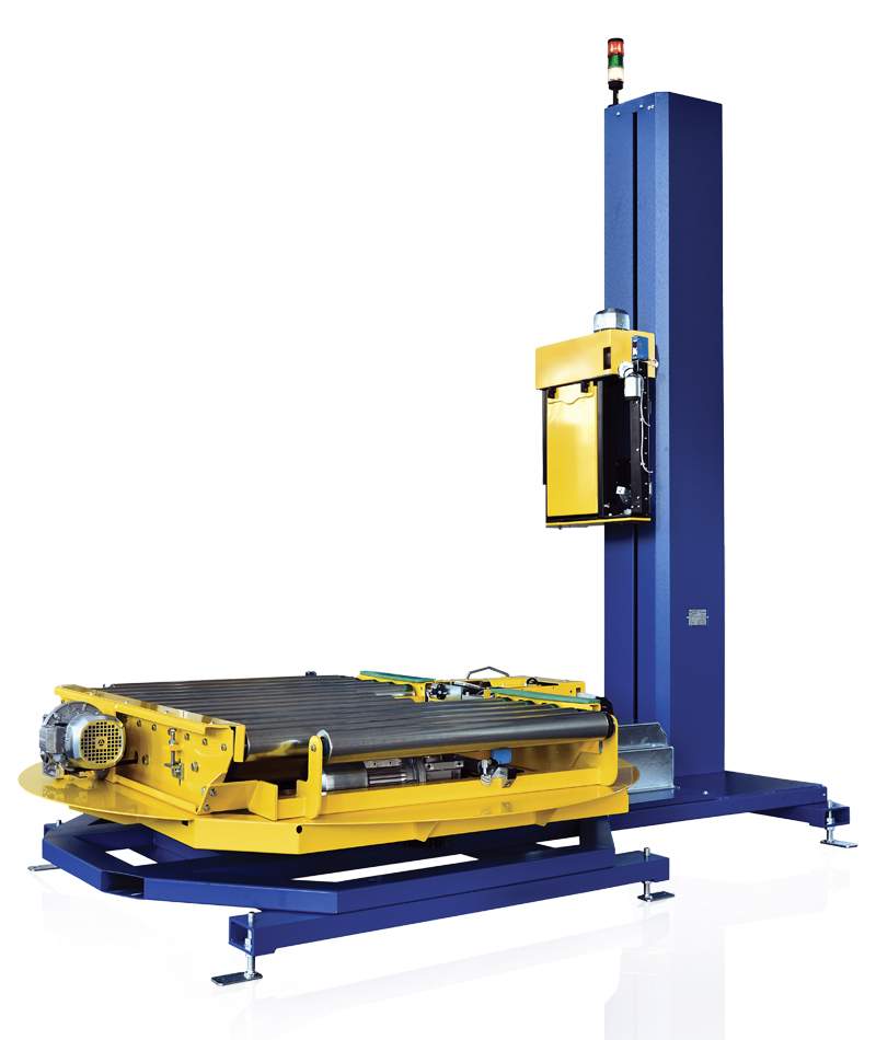 Fully automated pallet wrapping machine with pre-stretch function